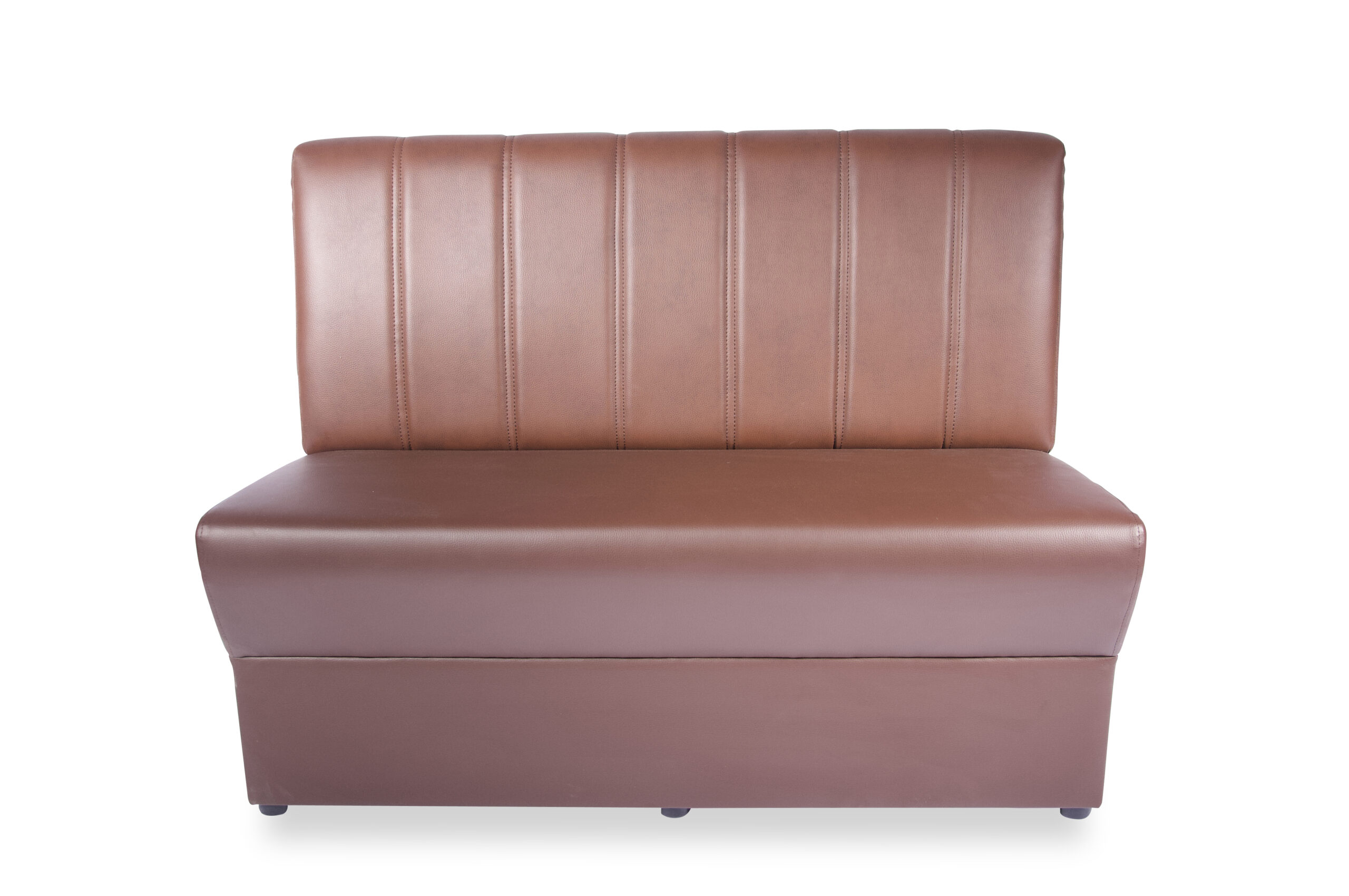 Madrid soffa sits klädd i brunt konstläder och ribbad rygg i ljusbrunt konstläder 160cm modul